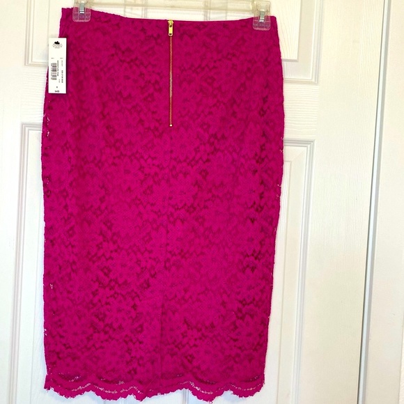 Lace Bright Pink Pencil Skirt - Picture 5 of 14
